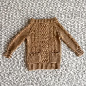 Crewcuts Girls Tan Wool Blend Cable Sweater